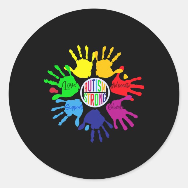 Pegatina Redonda Autism Awareness Rótulo Lenguaje de ayuda para rom (Anverso)