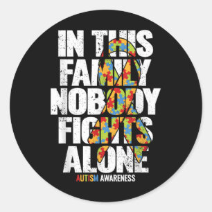 Pegatina Redonda Autism Awareness Shirs Family apoya el autismo de