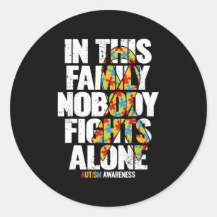 Pegatina Redonda Autism Awareness Shirs Family apoya el autismo de