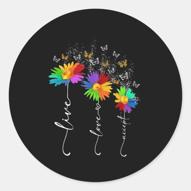 Pegatina Redonda Autism Awareness Shirt Live Love Acepta Autismo Fl (Anverso)