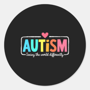 Pegatina Redonda Autism Awareness Support Viendo El Diferente Mundo