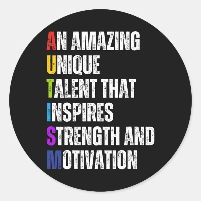 Pegatina Redonda Autism Definition Autism Awareness Mes Support I (Anverso)