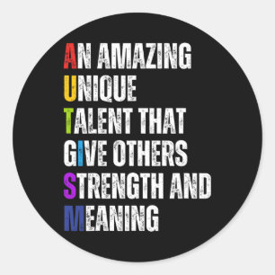 Pegatina Redonda Autism Definition Autism Awareness Mes Support I