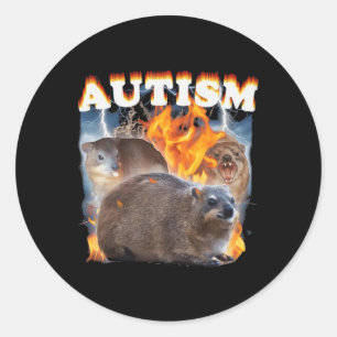 Pegatina Redonda Autism Hyrax Gracioso Meme
