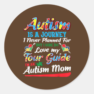 Pegatina Redonda Autism Mom Autism Awareness Autism Is A Journey 