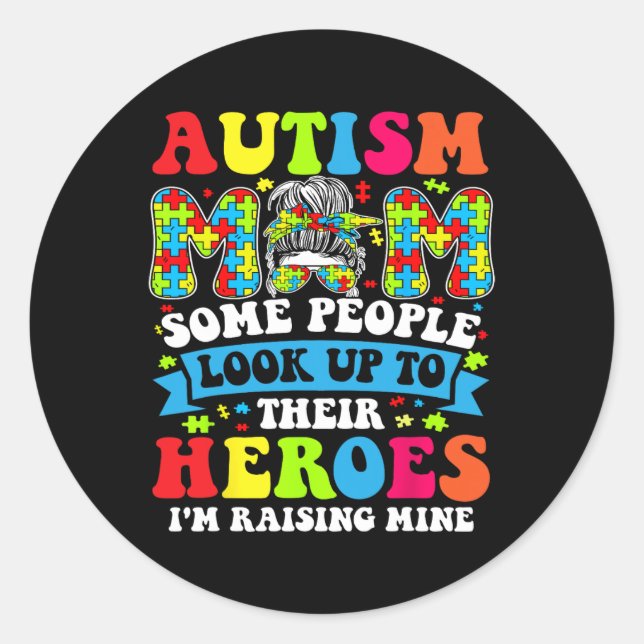 Pegatina Redonda Autism Mom Shirt (Anverso)