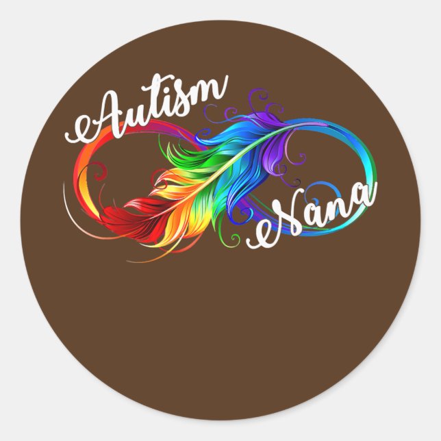 Pegatina Redonda Autism Nana Autism Awareness Neurodiversity (Anverso)