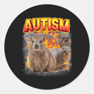 Pegatina Redonda Autism Rock Hyrax Inapropiado Divertido Extraño Es