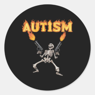 Pegatina Redonda Autism Skeleton Graciosamente Específico Meme De T
