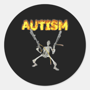 Pegatina Redonda Autism Skeleton Meme
