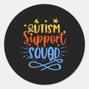 Pegatina Redonda Autism Support Squad Autism Awareness Group