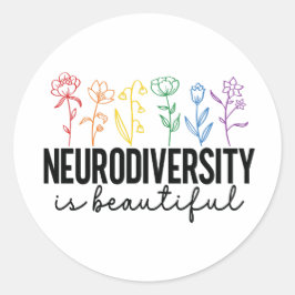 Pegatina Redonda Autism Wildflower, ADHD, profesor especial