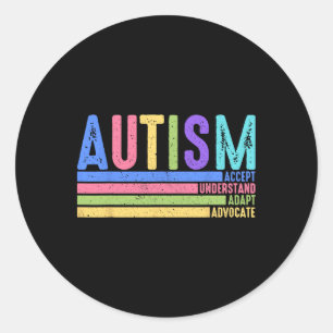 Pegatina Redonda Autismo Aceptar Entender Adaptar Advocate Especial