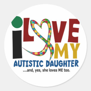 Pegatina Redonda AUTISMO Amo A Mi Hija Autista 2