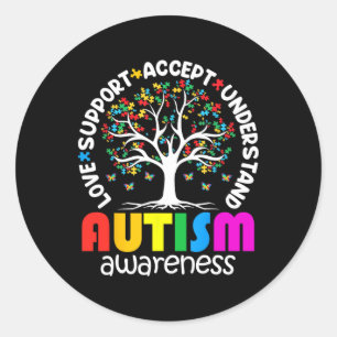 Pegatina Redonda Autismo Amor Camisas Acepta Apoyar El Autismo Auti