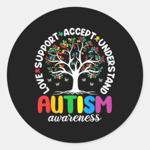 Pegatina Redonda Autismo Amor Camisas Acepta Apoyar El Autismo Auti