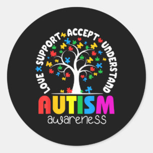 Pegatina Redonda Autismo Amor Camisas Acepta Apoyar El Autismo Auti
