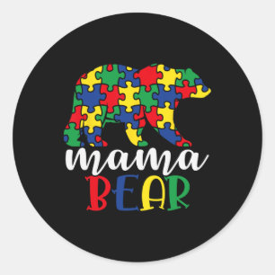 Pegatina Redonda Autismo Apoyo a las profesoras Niños Concienciació