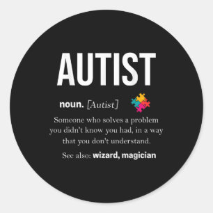 Pegatina Redonda Autismo Asperger Autista Síndrome Aspie Puzzle Aut