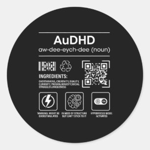 Pegatina Redonda Autismo audhd adhd divertido neurodivergente