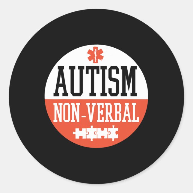 Pegatina Redonda Autismo Autismo Autismo No-verbal Diseño de distin (Anverso)