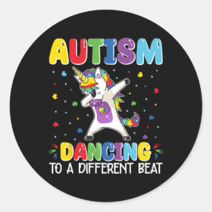 Pegatina Redonda Autismo Bailando A Un Golpe Diferente Que Pone A U