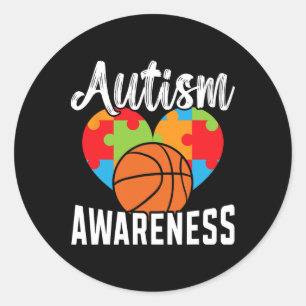Pegatina Redonda Autismo Bysketbyll Autism Warrill Bysketbyll Playe