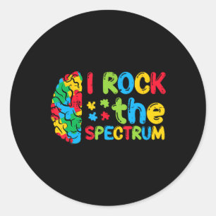 Pegatina Redonda Autismo Cerebro I Rock The Spectrum Awareness Boys