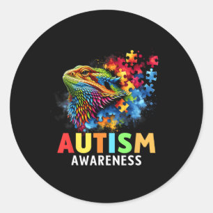 Pegatina Redonda Autismo con barba Dragon Autism Awareness Co