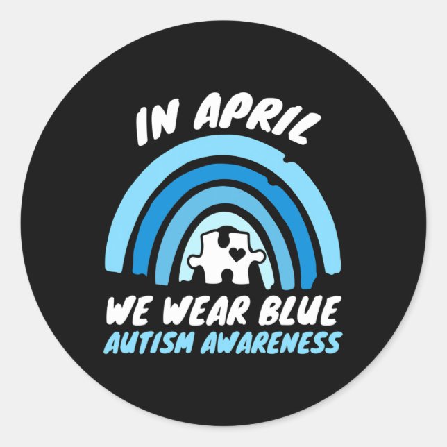 Pegatina Redonda Autismo Conciencia Abril Azul Amor Apoyo autista (Anverso)