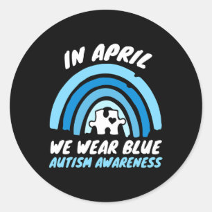 Pegatina Redonda Autismo Conciencia Abril Azul Amor Apoyo autista