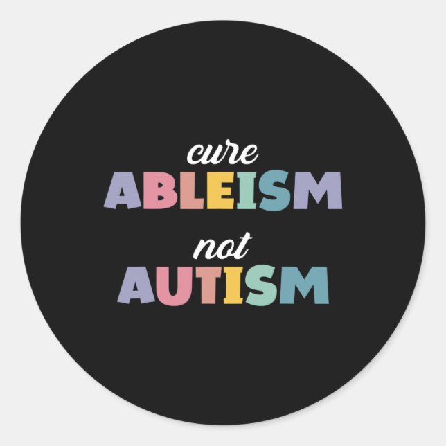 Pegatina Redonda Autismo Conciencia Autismo Autismo Apoyo Ableismo  (Anverso)