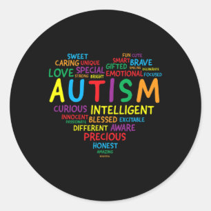 Pegatina Redonda Autismo Conciencia Autismo Autismo Autismo Corazón