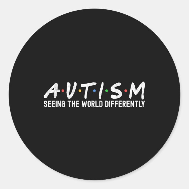 Pegatina Redonda Autismo Conciencia Autismo Escuadrón de Apoyo a la (Anverso)