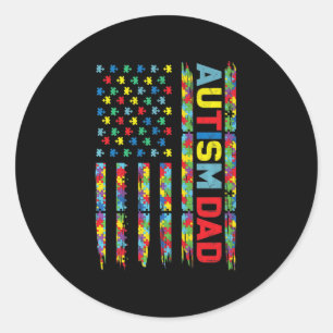 Pegatina Redonda Autismo Conciencia Autismo Papá Estados Unidos Rom