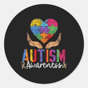 Pegatina Redonda Autismo Conciencia Autista Autistas Apoyan Autismo