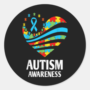 Pegatina Redonda Autismo Conciencia Camisetas Mujeres apoyo a autis