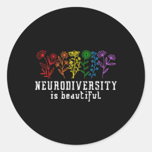 Pegatina Redonda Autismo Conciencia Neurodiversidad Es Hermosa Adhd