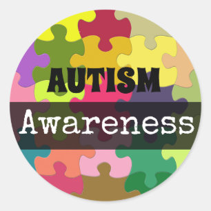 Pegatina Redonda AUTISMO Conciencia Piezas del rompecabezas Pegatin
