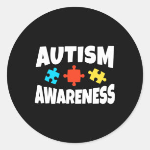 Pegatina Redonda Autismo Conciencia Rompecabezas Pieza Apoyo autist