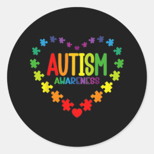 Pegatina Redonda Autismo Concienciación Amor Rompecabezas Pieza Reg