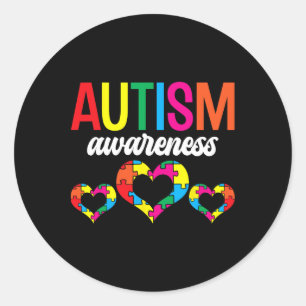 Pegatina Redonda Autismo Concienciación Apoyo a Autistas Autistas A