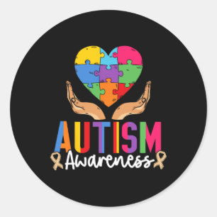 Pegatina Redonda Autismo Concienciación Apoyo a Autistas Autistas A