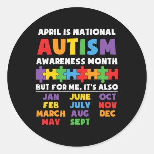 Pegatina Redonda Autismo Concienciación Apoyo A Niños Autistas Para