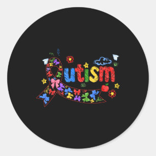 Pegatina Redonda Autismo Coquette Bow Está bien ser diferente