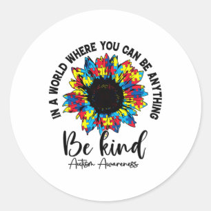 Pegatina Redonda Autismo de girasol lindo mamá mujeres hombres auti