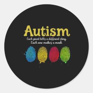 Pegatina Redonda Autismo de huellas digitales3