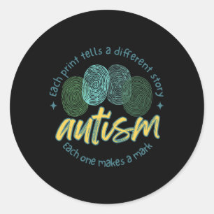 Pegatina Redonda Autismo De Huellas Digitales Cada Impresión Dice U