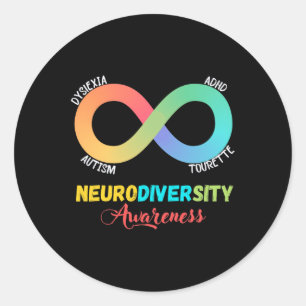 Pegatina Redonda Autismo Dislexia Neurodiversidad Turística Concien