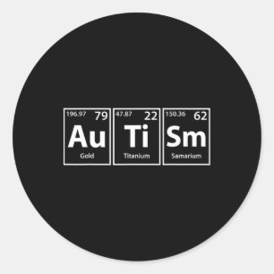 Pegatina Redonda Autismo divertido (au Ti Sm) Ortografía periódica